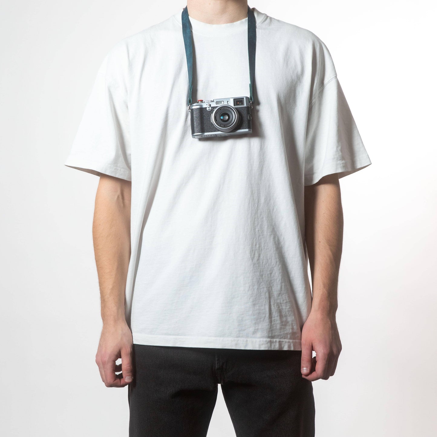 003 Original Leather Camera Strap Leather Camera Strap Arch Appearance Petrol Short / 72 cm / 28"