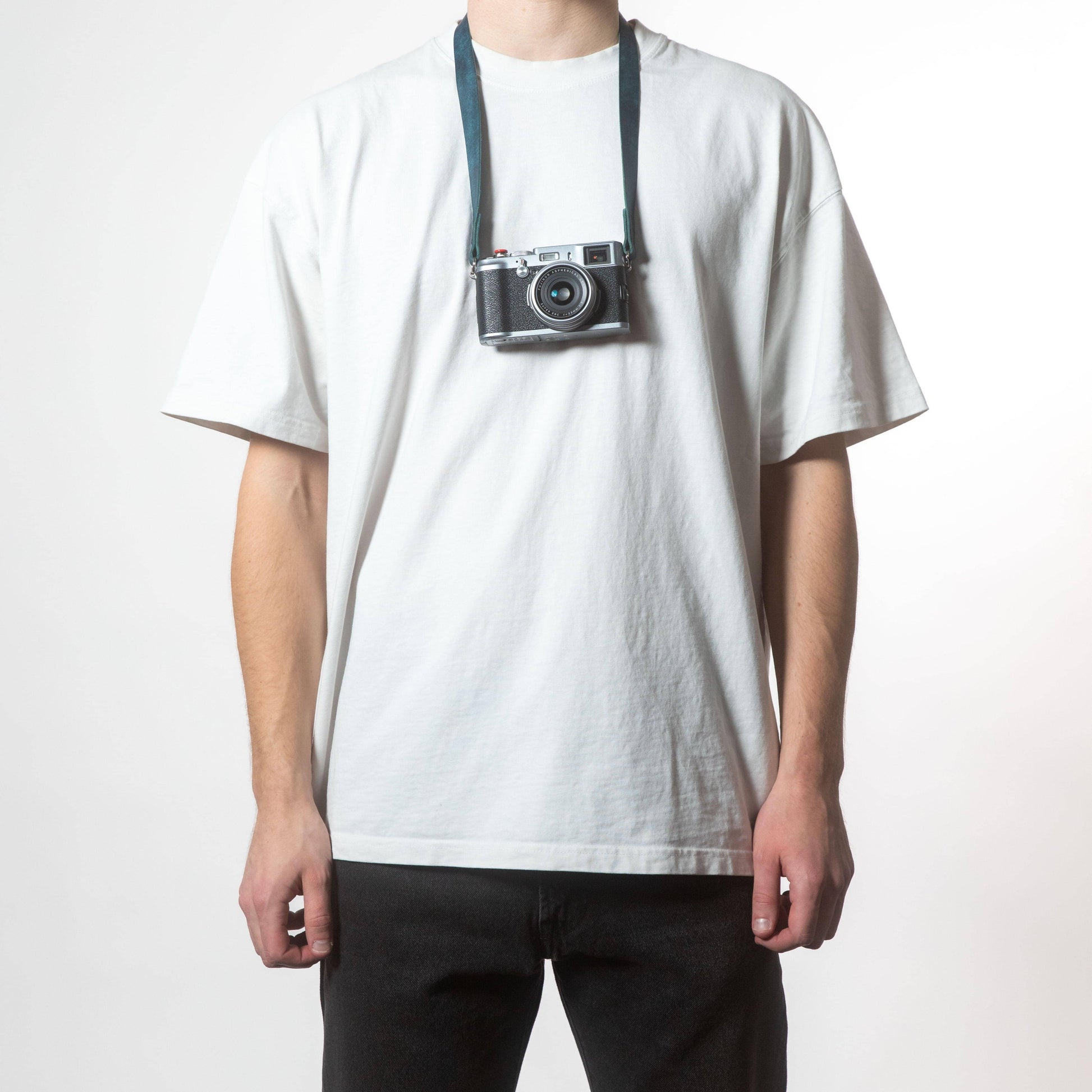 003 Original Leather Camera Strap Leather Camera Strap Arch Appearance Petrol Short / 72 cm / 28"