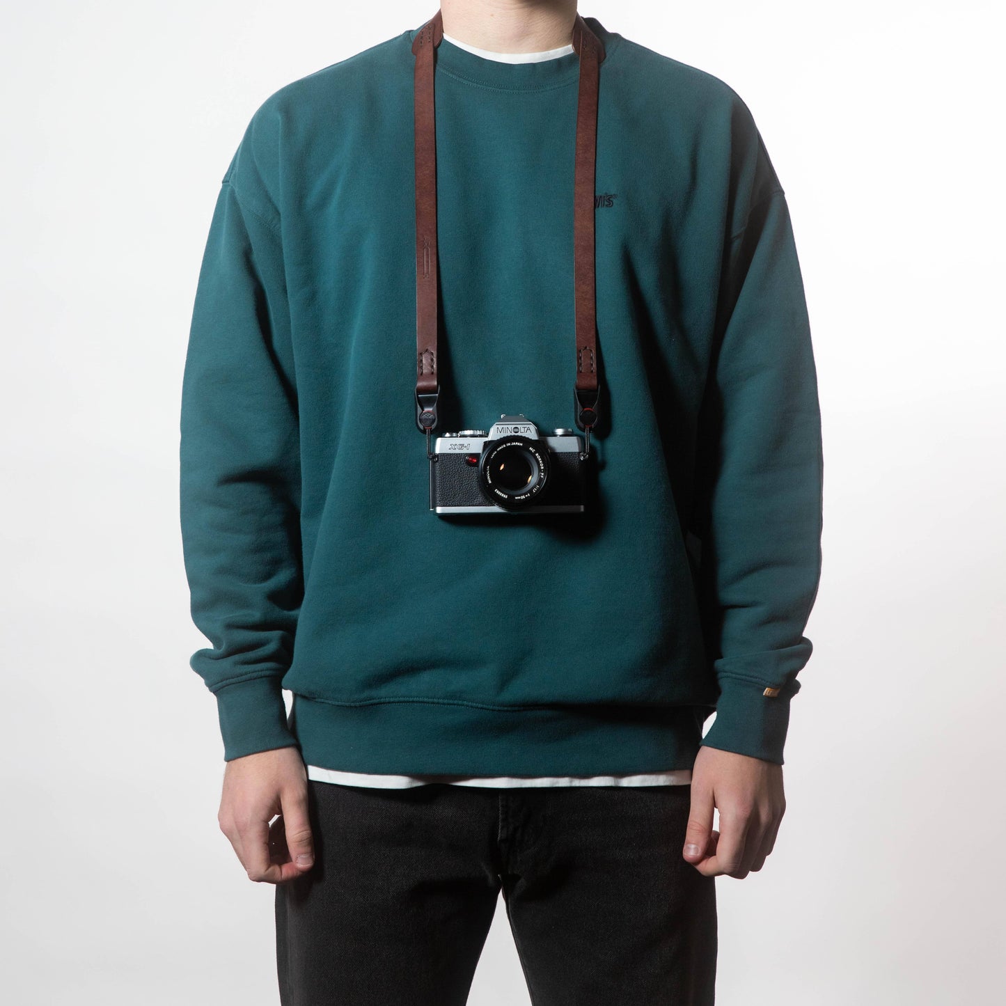 006 Neck Pad Camera Strap with Peak Design Leather Camera Strap Arch Appearance Dark Brown Short / 72 cm / 28"