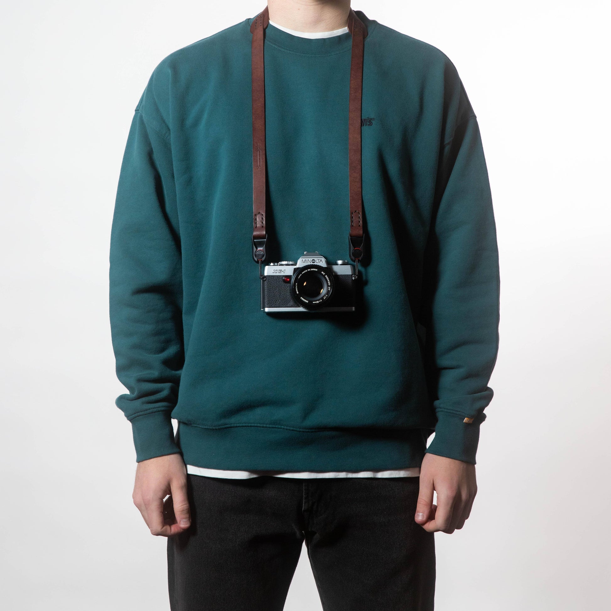 006 Neck Pad Camera Strap with Peak Design Leather Camera Strap Arch Appearance Dark Brown Short / 72 cm / 28"