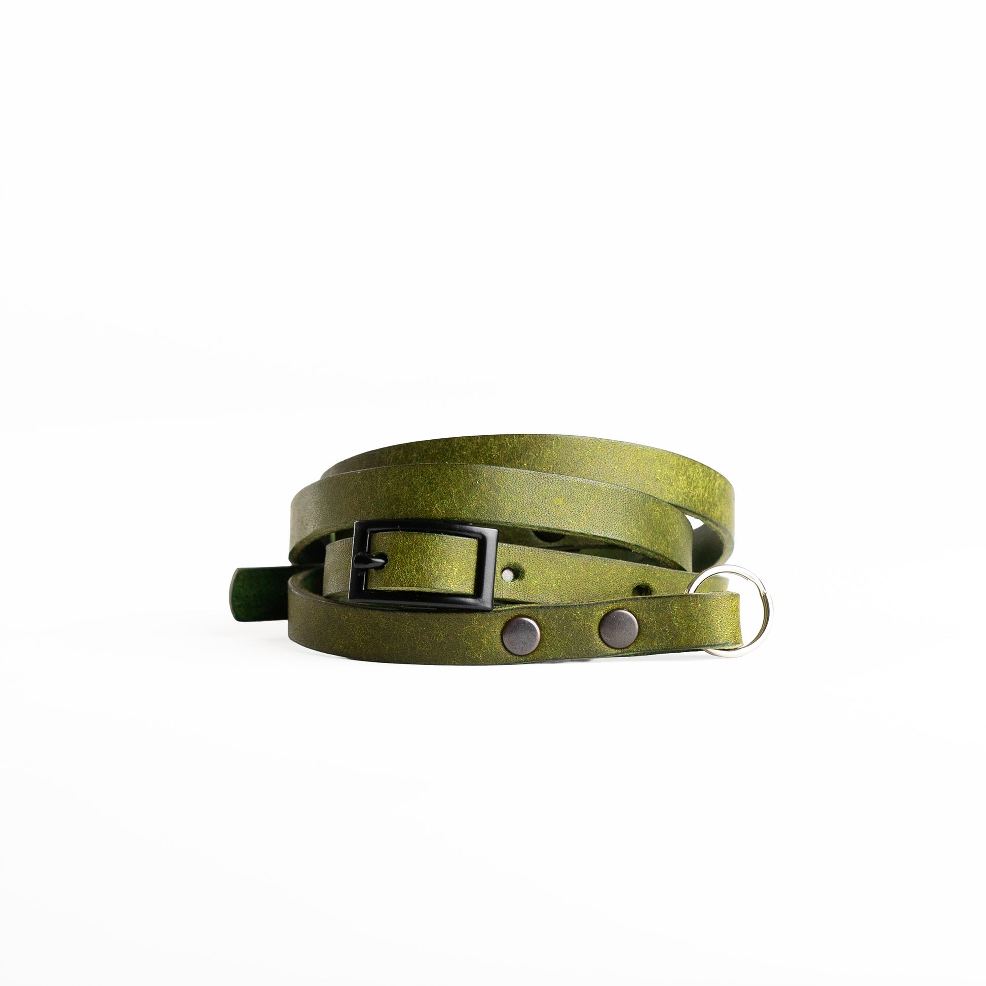 slim adjustable leather camera strap with split rings.