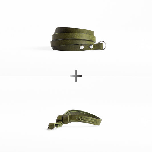 slim leather camera strap and slim wrist camera strap as a bundle 