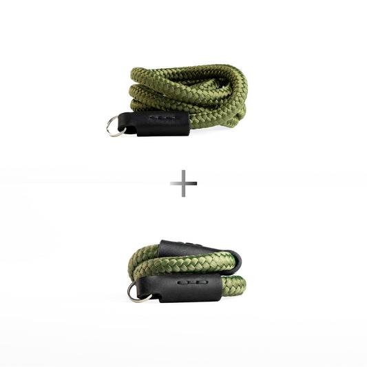 solid rope camera strap and solid rope wrist camera strap as a bundle